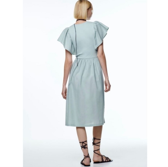 Zara Ruffled Dress Light Green Size Small - Picture 4 of 16